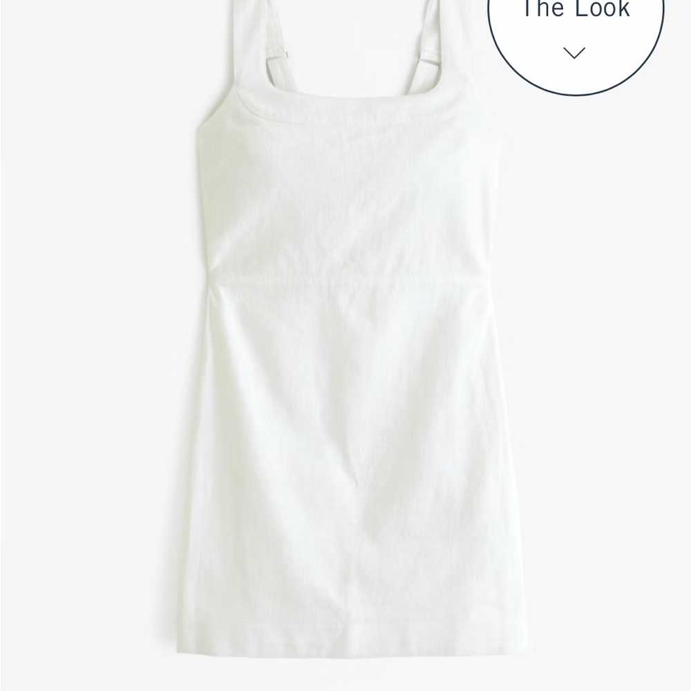 Abercrombie Linen Blend Wide Strap Mini Dress in White - XXL Tall!